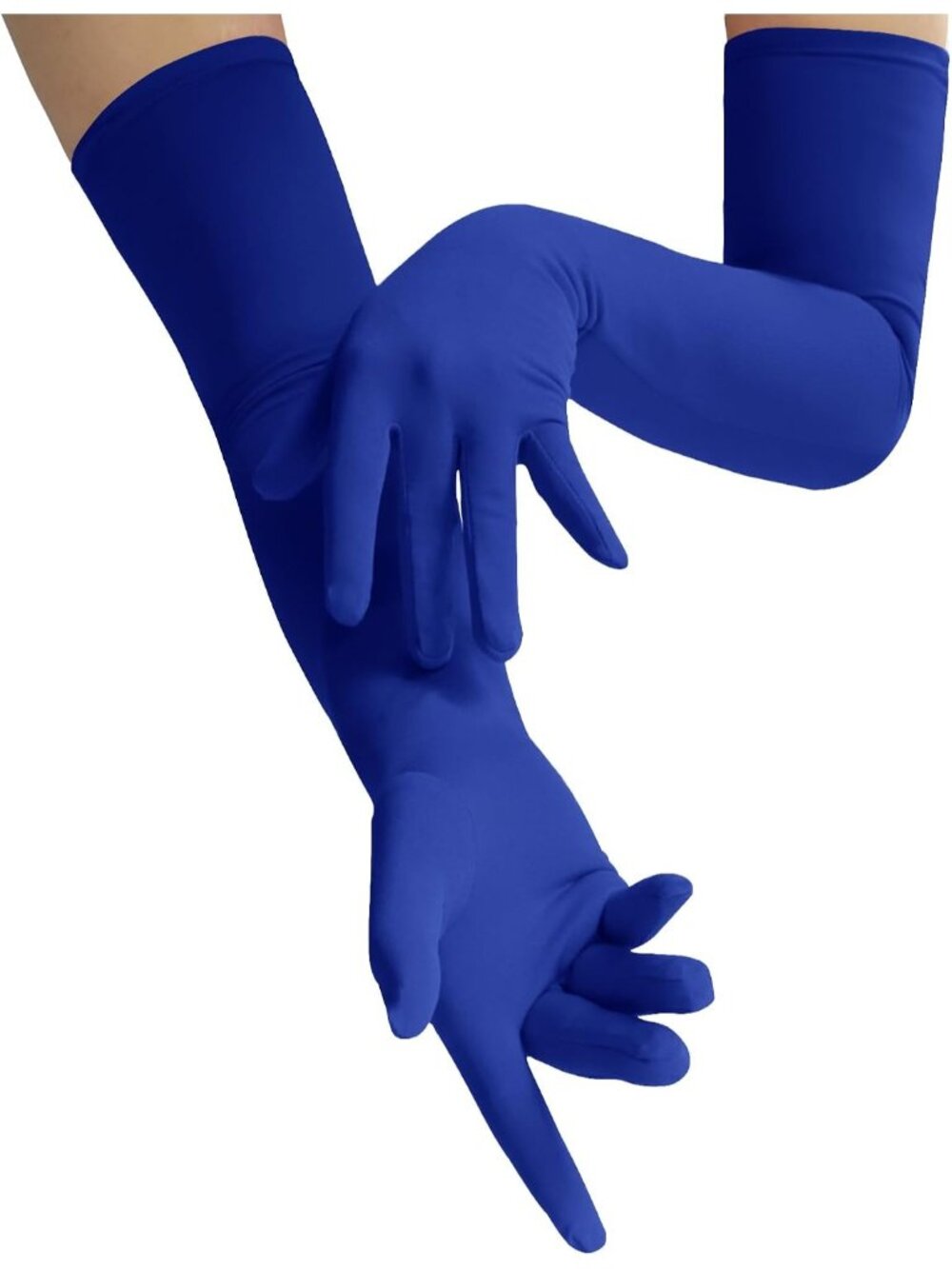 Women's Blue Halloween Costume Accessories Spandex Stretch Opera Gloves
